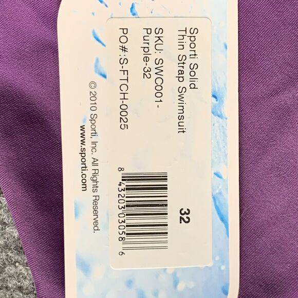 Sporti 1 Pc Bathing Suit NWT Padded Bra High Leg Thin Strap Purple Sz 32 - Picture 10 of 11